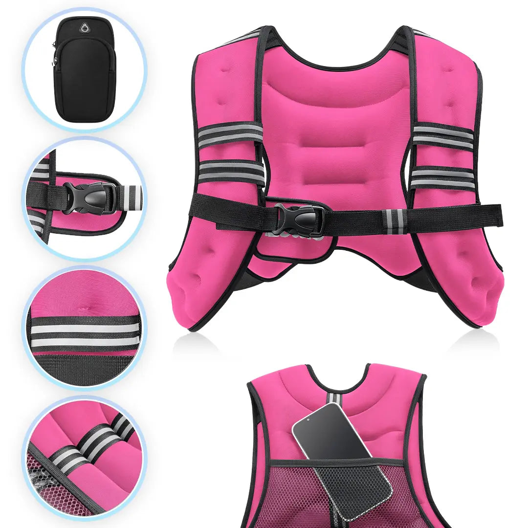 【Summerwins】Zelus Weighted Vests,6/8/12/16/20/25/30Lbs Weight Vest with Detachable Phone Pouch&Reflective Stripes&Adjustable Straps|Exercise Equipment & Workout Enhancer for Motivational Walking,Strength Training,Running,Rucking #Tiktokshopdealsforyoudays
