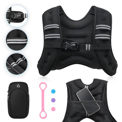 【Summerwins】Zelus Weighted Vests,6/8/12/16/20/25/30Lbs Weight Vest with Detachable Phone Pouch&Reflective Stripes&Adjustable Straps|Exercise Equipment & Workout Enhancer for Motivational Walking,Strength Training,Running,Rucking #Tiktokshopdealsforyoudays