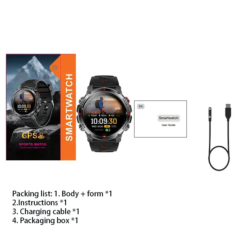 GPS Smartwatch Outdoor Sports Watch, Wearable Health Fitness Smartwatch, Calling Smart Watch, Multifunctional Watch, Digital Smart Watch, Wireless Call Function, 100+ Sport Modes, Calorie Counter, Weather Alarm LED Compass, Gift for Men Women #TOP PICKS