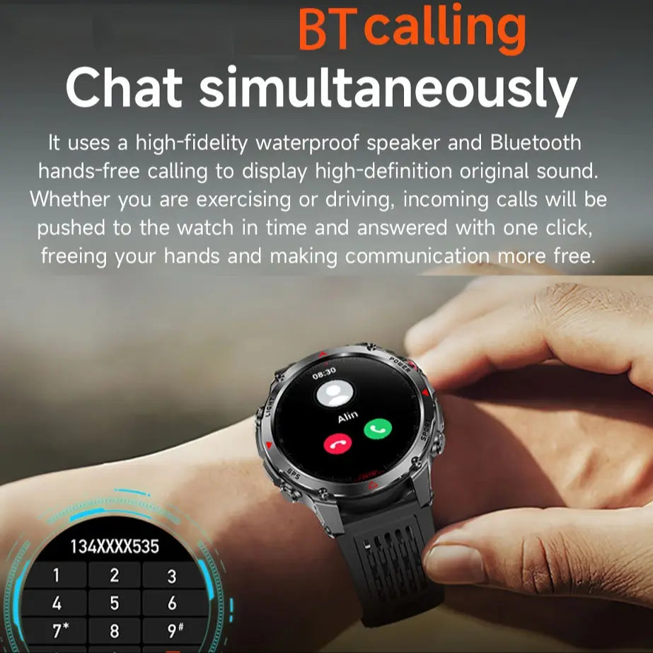 GPS Smartwatch Outdoor Sports Watch, Wearable Health Fitness Smartwatch, Calling Smart Watch, Multifunctional Watch, Digital Smart Watch, Wireless Call Function, 100+ Sport Modes, Calorie Counter, Weather Alarm LED Compass, Gift for Men Women #TOP PICKS