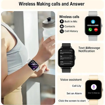 Smart Watch for Men & Women, 1.83" Touch Screen Wearable Fitness Tracker, Workout Activity & Step Monitor, Message Notifications, Multiple Sports Modes, IP68 Waterproof, Compatible with Ios & Android Devices