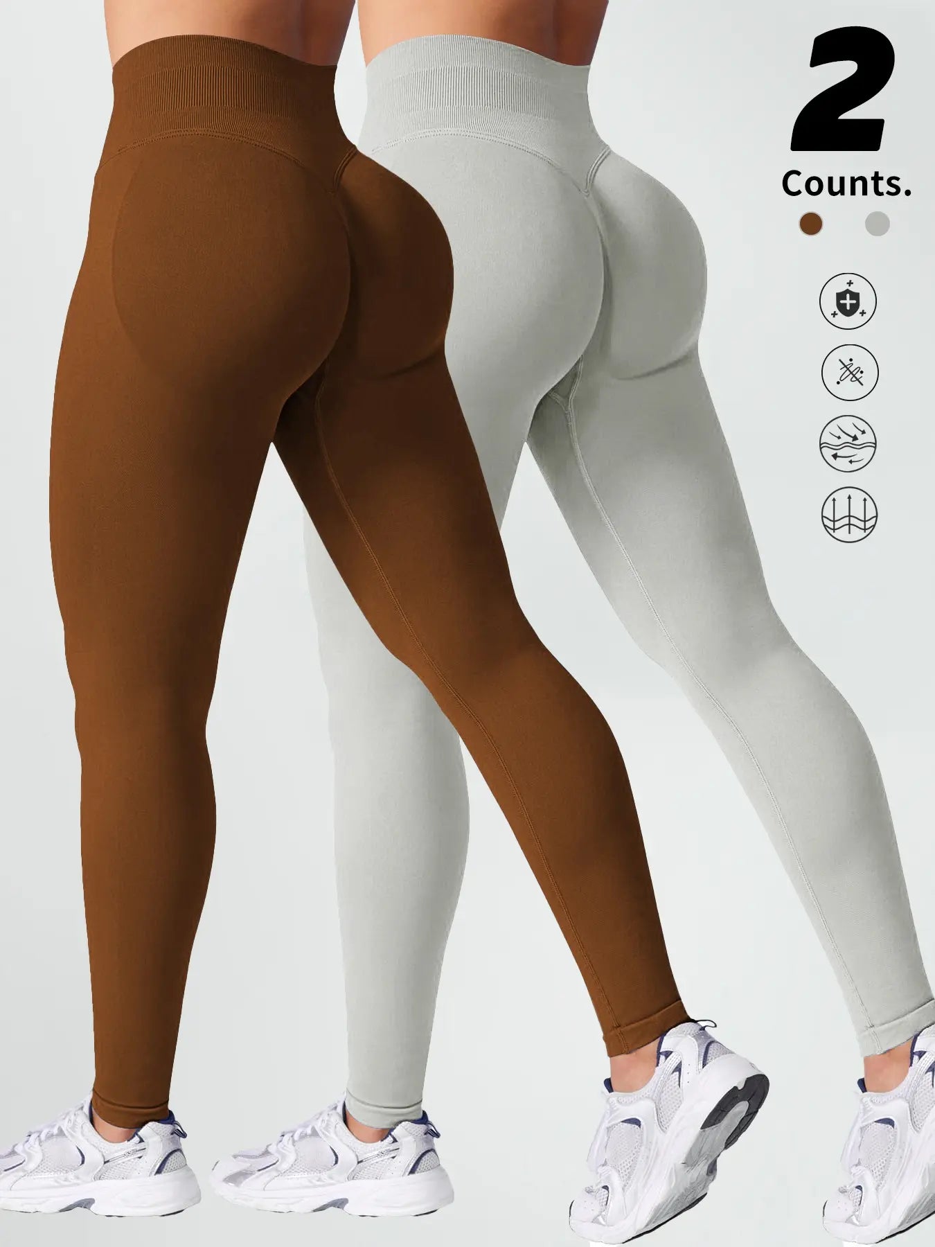 Two-Pack High-Waist Yoga Pants for Women, Soft Breathable Athletic Wear, Athletic Skinny Pants, Ideal for Fitness and Daily Use, Available In