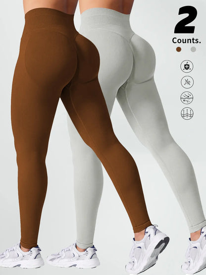 Two-Pack High-Waist Yoga Pants for Women, Soft Breathable Athletic Wear, Athletic Skinny Pants, Ideal for Fitness and Daily Use, Available In