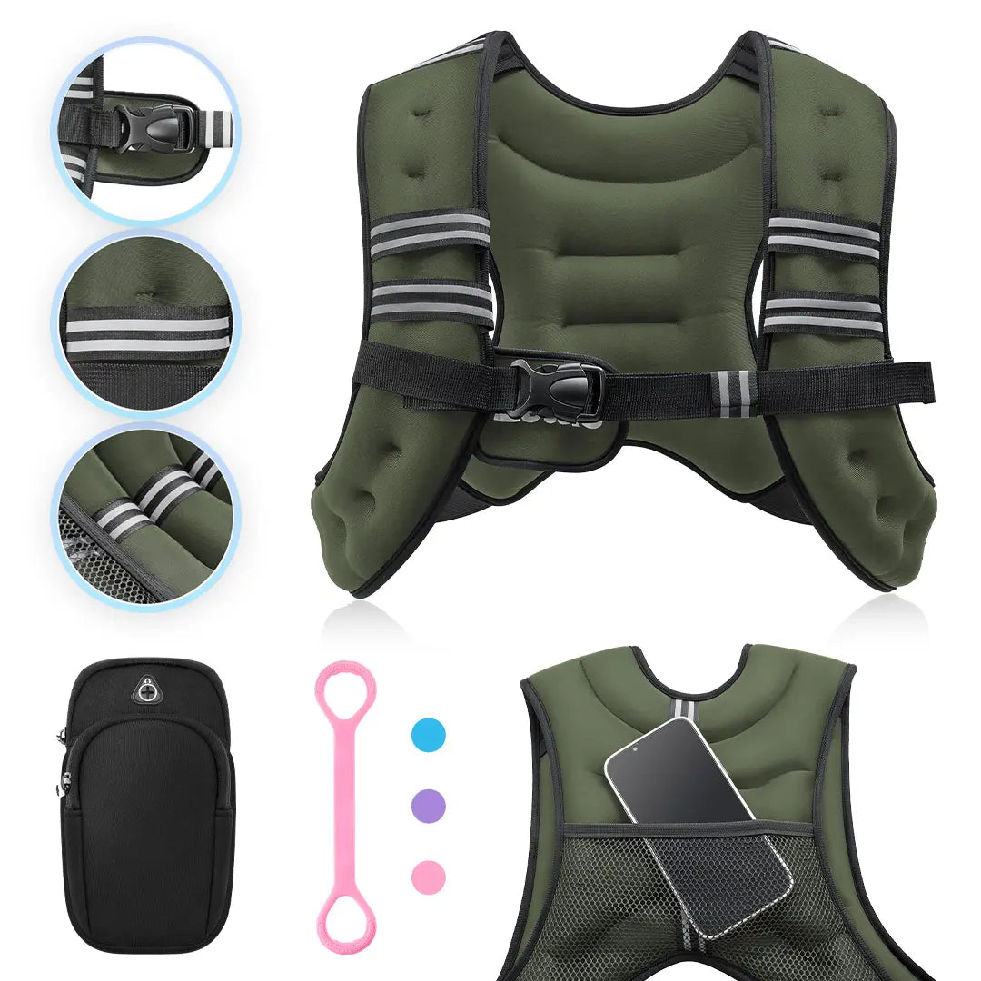 【Summerwins】Zelus Weighted Vests,6/8/12/16/20/25/30Lbs Weight Vest with Detachable Phone Pouch&Reflective Stripes&Adjustable Straps|Exercise Equipment & Workout Enhancer for Motivational Walking,Strength Training,Running,Rucking #Tiktokshopdealsforyoudays