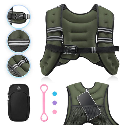 【Summerwins】Zelus Weighted Vests,6/8/12/16/20/25/30Lbs Weight Vest with Detachable Phone Pouch&Reflective Stripes&Adjustable Straps|Exercise Equipment & Workout Enhancer for Motivational Walking,Strength Training,Running,Rucking #Tiktokshopdealsforyoudays