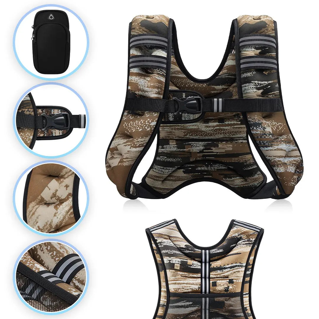 【Summerwins】Zelus Weighted Vests,6/8/12/16/20/25/30Lbs Weight Vest with Detachable Phone Pouch&Reflective Stripes&Adjustable Straps|Exercise Equipment & Workout Enhancer for Motivational Walking,Strength Training,Running,Rucking #Tiktokshopdealsforyoudays