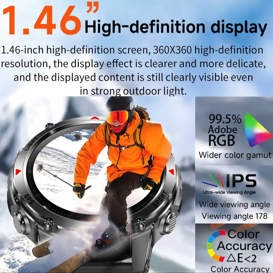 GPS Smartwatch Outdoor Sports Watch, Wearable Health Fitness Smartwatch, Calling Smart Watch, Multifunctional Watch, Digital Smart Watch, Wireless Call Function, 100+ Sport Modes, Calorie Counter, Weather Alarm LED Compass, Gift for Men Women #TOP PICKS