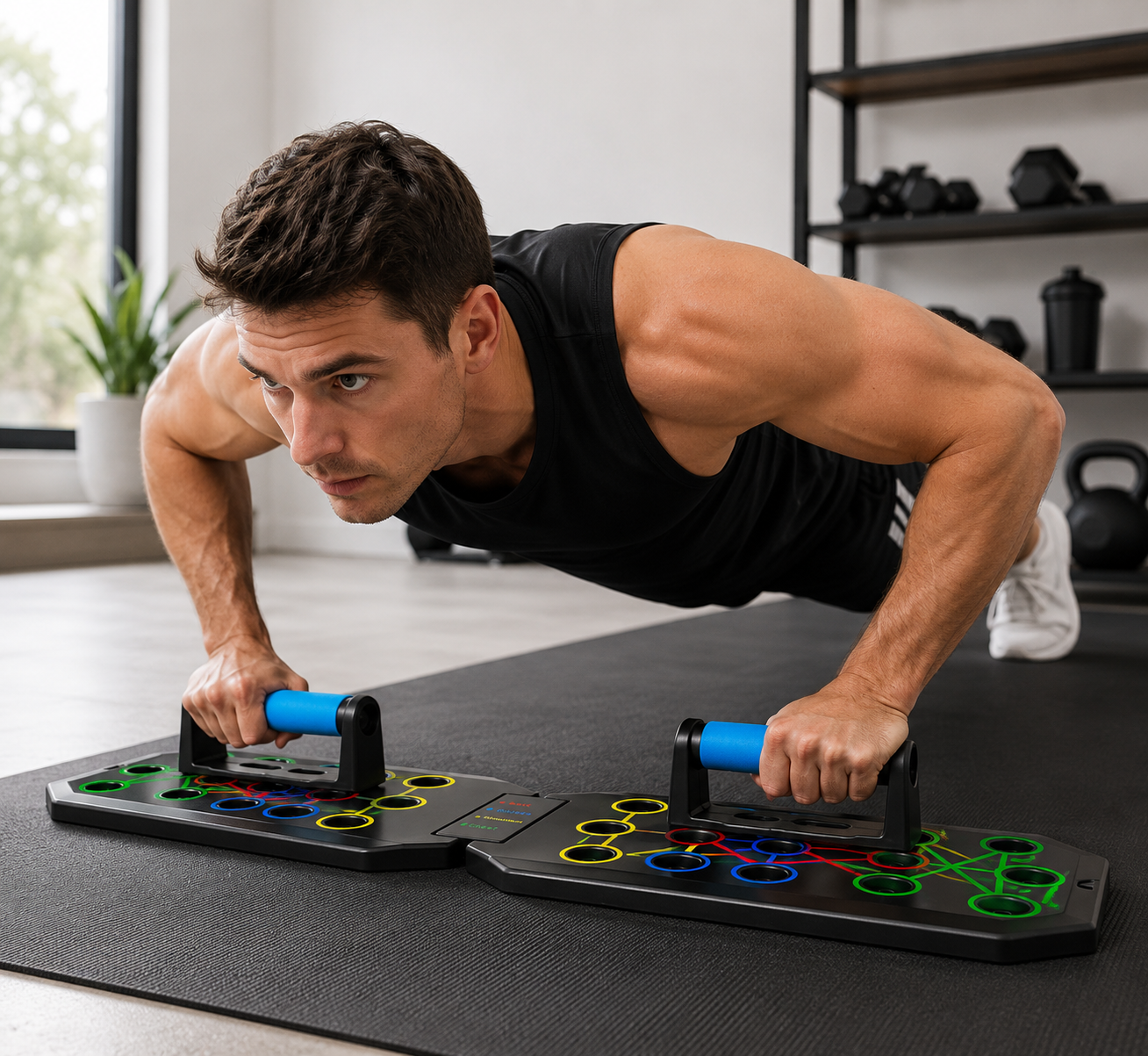 Enhanced Push-Up Board Fitness Kit with 28 Holes, Portable Home Exercise Equipment for Chest, Arms & Core, Includes Resistance Band & Upper Body Toner for Men & Women Summervibes Summerwins