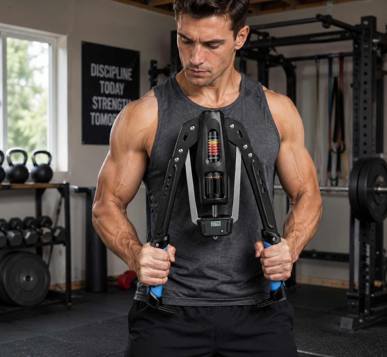 Merach Hydraulic Arm Trainer with Counter, 22‑440Lbs Adjustable Resistance, Stable Triangular Structure for Safe Home Workout, Foldable Upper Body Strength Equipment for Men Women Summervibes