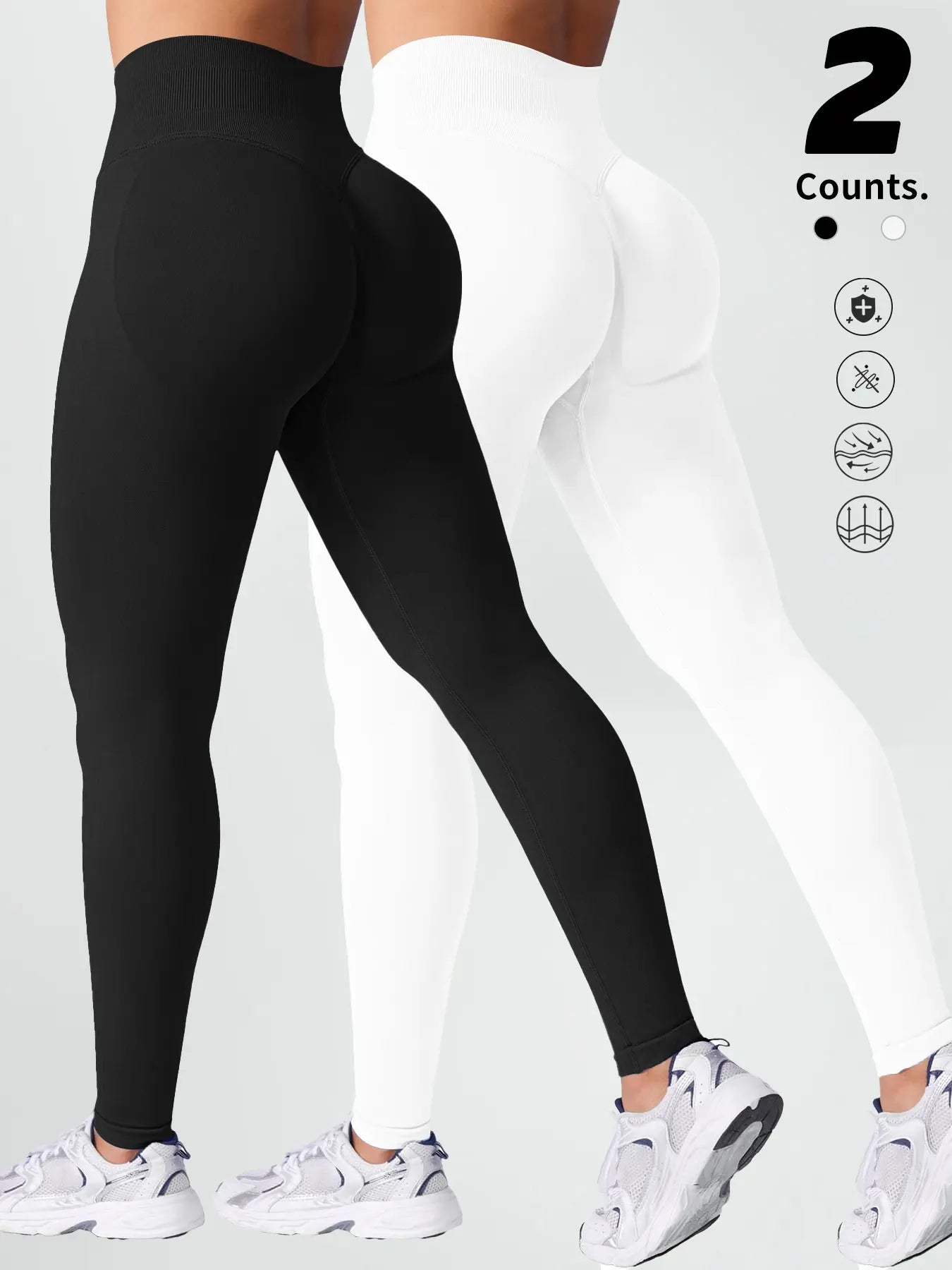 Two-Pack High-Waist Yoga Pants for Women, Soft Breathable Athletic Wear, Athletic Skinny Pants, Ideal for Fitness and Daily Use, Available In