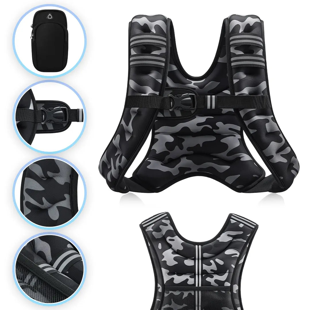 【Summerwins】Zelus Weighted Vests,6/8/12/16/20/25/30Lbs Weight Vest with Detachable Phone Pouch&Reflective Stripes&Adjustable Straps|Exercise Equipment & Workout Enhancer for Motivational Walking,Strength Training,Running,Rucking #Tiktokshopdealsforyoudays