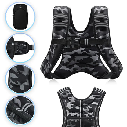 【Summerwins】Zelus Weighted Vests,6/8/12/16/20/25/30Lbs Weight Vest with Detachable Phone Pouch&Reflective Stripes&Adjustable Straps|Exercise Equipment & Workout Enhancer for Motivational Walking,Strength Training,Running,Rucking #Tiktokshopdealsforyoudays