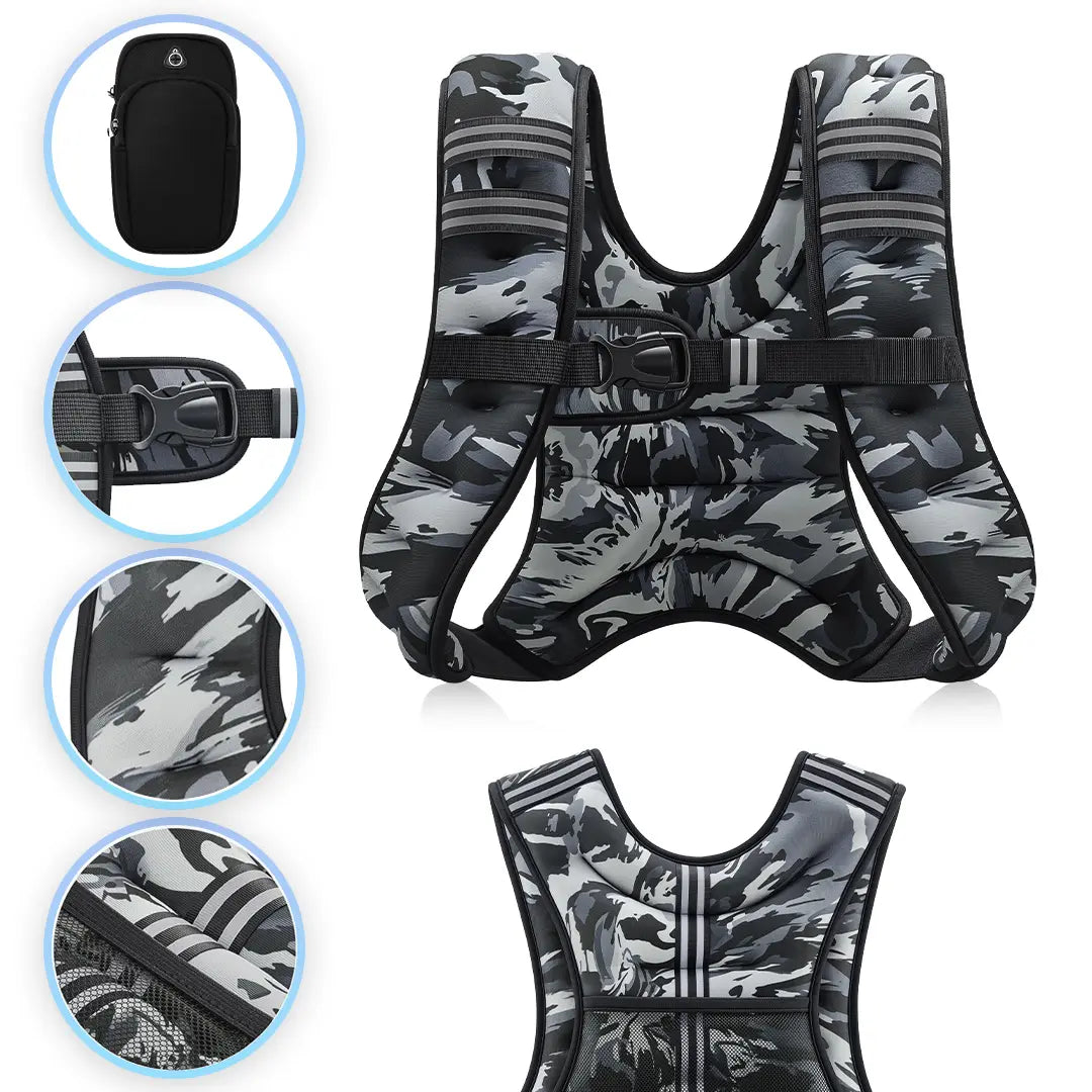 【Summerwins】Zelus Weighted Vests,6/8/12/16/20/25/30Lbs Weight Vest with Detachable Phone Pouch&Reflective Stripes&Adjustable Straps|Exercise Equipment & Workout Enhancer for Motivational Walking,Strength Training,Running,Rucking #Tiktokshopdealsforyoudays