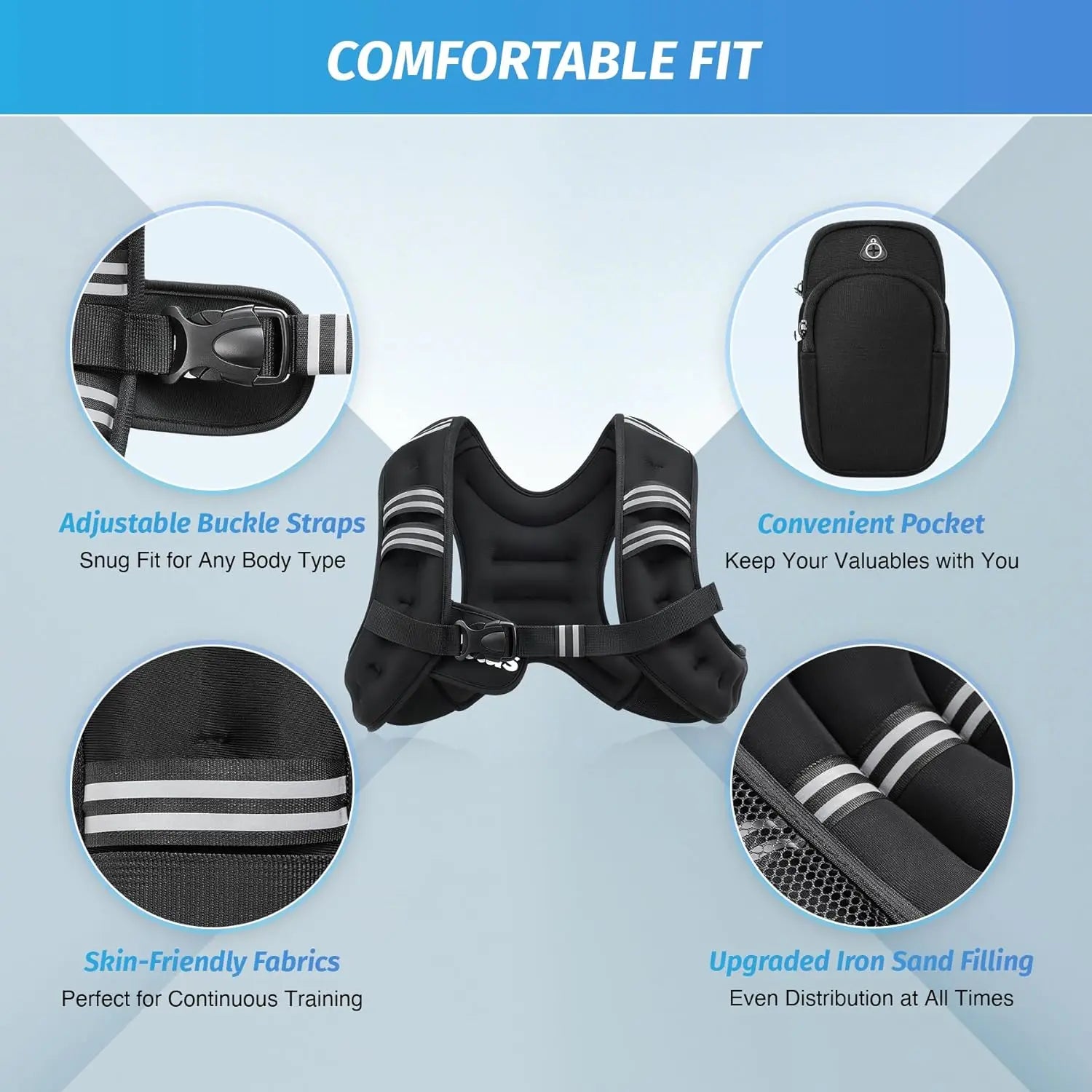 【Summerwins】Zelus Weighted Vests,6/8/12/16/20/25/30Lbs Weight Vest with Detachable Phone Pouch&Reflective Stripes&Adjustable Straps|Exercise Equipment & Workout Enhancer for Motivational Walking,Strength Training,Running,Rucking #Tiktokshopdealsforyoudays