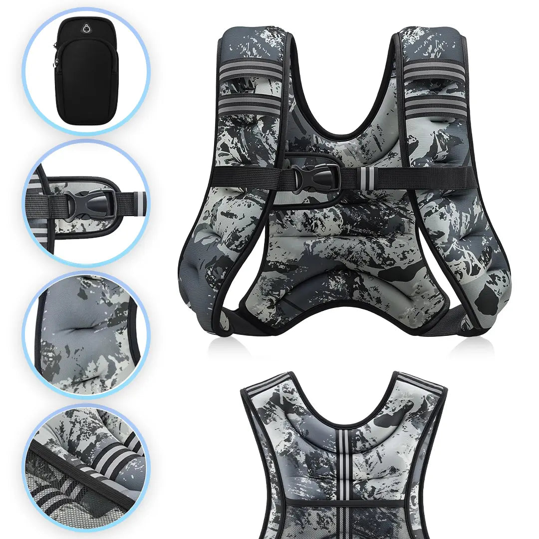 【Summerwins】Zelus Weighted Vests,6/8/12/16/20/25/30Lbs Weight Vest with Detachable Phone Pouch&Reflective Stripes&Adjustable Straps|Exercise Equipment & Workout Enhancer for Motivational Walking,Strength Training,Running,Rucking #Tiktokshopdealsforyoudays
