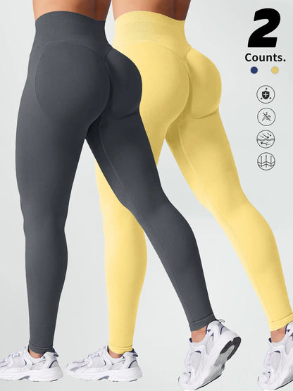 Two-Pack High-Waist Yoga Pants for Women, Soft Breathable Athletic Wear, Athletic Skinny Pants, Ideal for Fitness and Daily Use, Available In