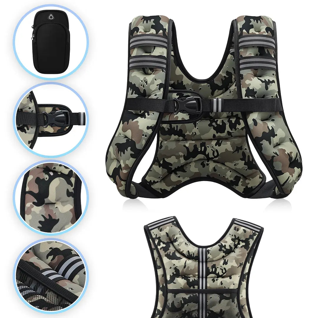 【Summerwins】Zelus Weighted Vests,6/8/12/16/20/25/30Lbs Weight Vest with Detachable Phone Pouch&Reflective Stripes&Adjustable Straps|Exercise Equipment & Workout Enhancer for Motivational Walking,Strength Training,Running,Rucking #Tiktokshopdealsforyoudays