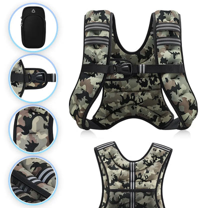 【Summerwins】Zelus Weighted Vests,6/8/12/16/20/25/30Lbs Weight Vest with Detachable Phone Pouch&Reflective Stripes&Adjustable Straps|Exercise Equipment & Workout Enhancer for Motivational Walking,Strength Training,Running,Rucking #Tiktokshopdealsforyoudays