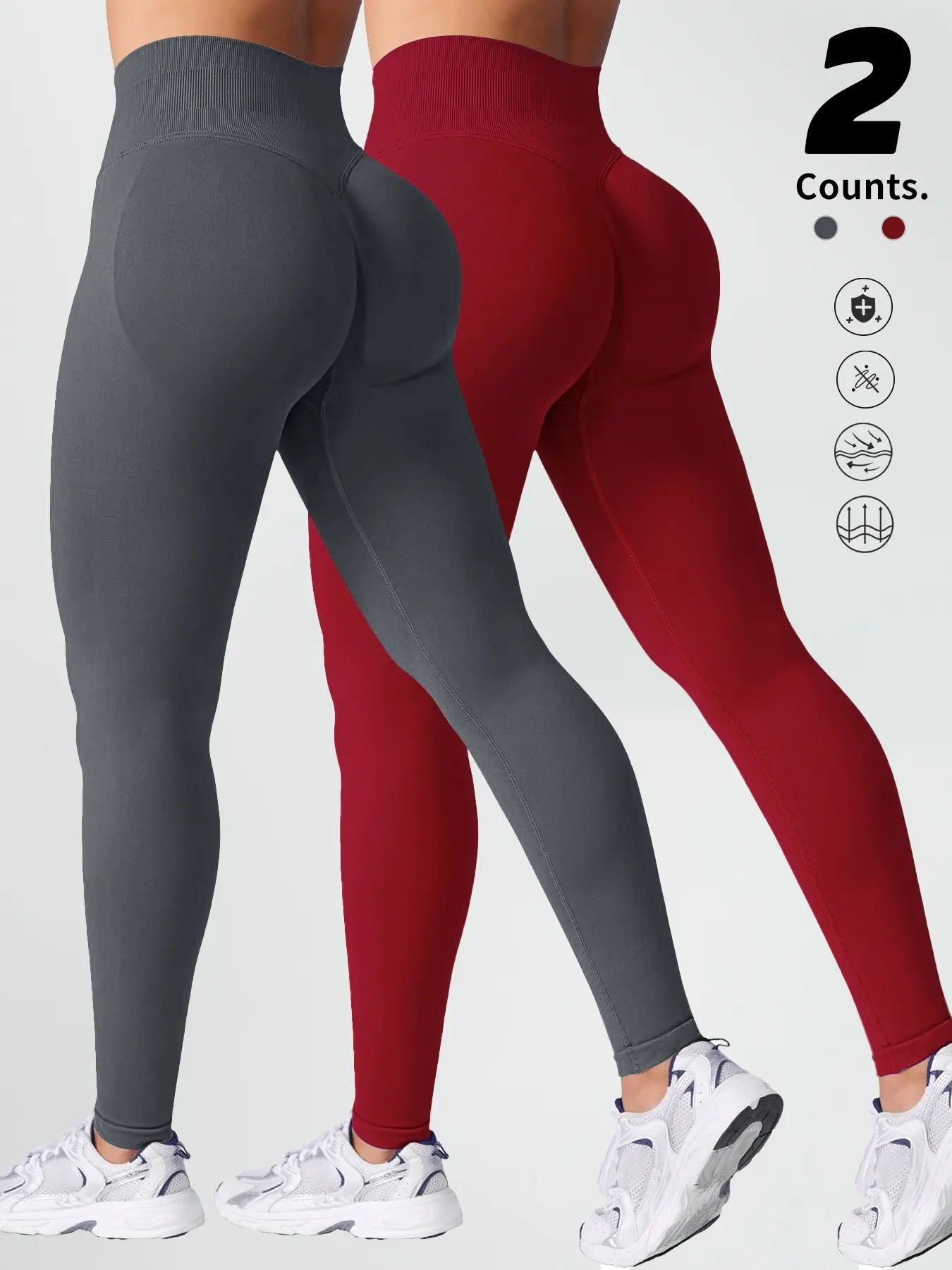 Two-Pack High-Waist Yoga Pants for Women, Soft Breathable Athletic Wear, Athletic Skinny Pants, Ideal for Fitness and Daily Use, Available In