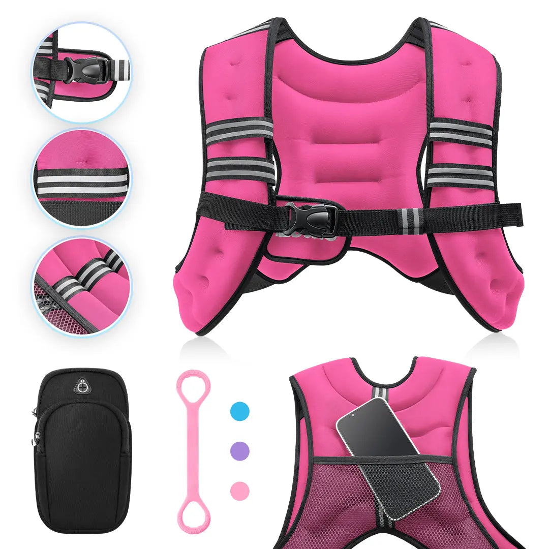 【Summerwins】Zelus Weighted Vests,6/8/12/16/20/25/30Lbs Weight Vest with Detachable Phone Pouch&Reflective Stripes&Adjustable Straps|Exercise Equipment & Workout Enhancer for Motivational Walking,Strength Training,Running,Rucking #Tiktokshopdealsforyoudays