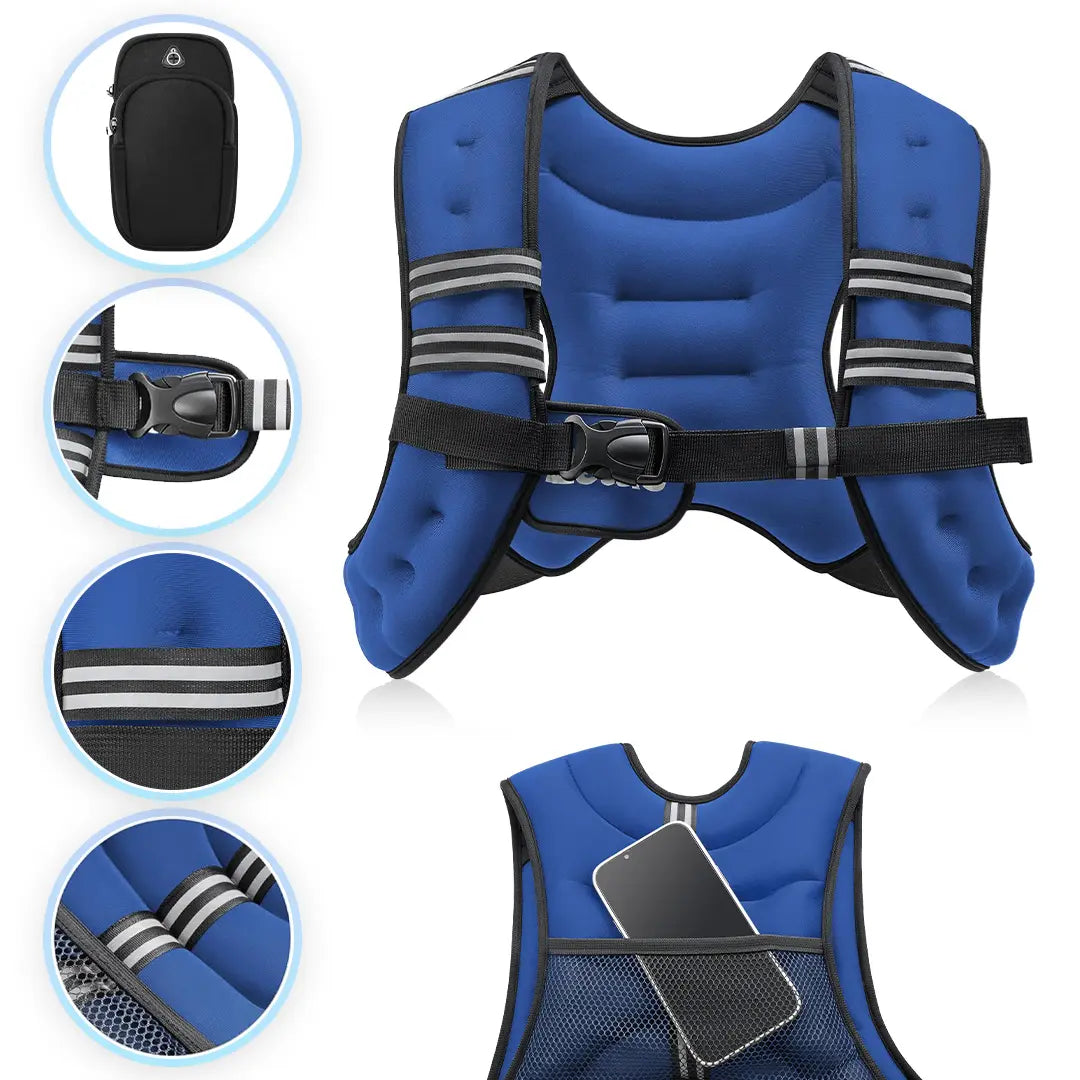 【Summerwins】Zelus Weighted Vests,6/8/12/16/20/25/30Lbs Weight Vest with Detachable Phone Pouch&Reflective Stripes&Adjustable Straps|Exercise Equipment & Workout Enhancer for Motivational Walking,Strength Training,Running,Rucking #Tiktokshopdealsforyoudays