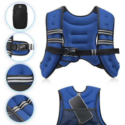 【Summerwins】Zelus Weighted Vests,6/8/12/16/20/25/30Lbs Weight Vest with Detachable Phone Pouch&Reflective Stripes&Adjustable Straps|Exercise Equipment & Workout Enhancer for Motivational Walking,Strength Training,Running,Rucking #Tiktokshopdealsforyoudays