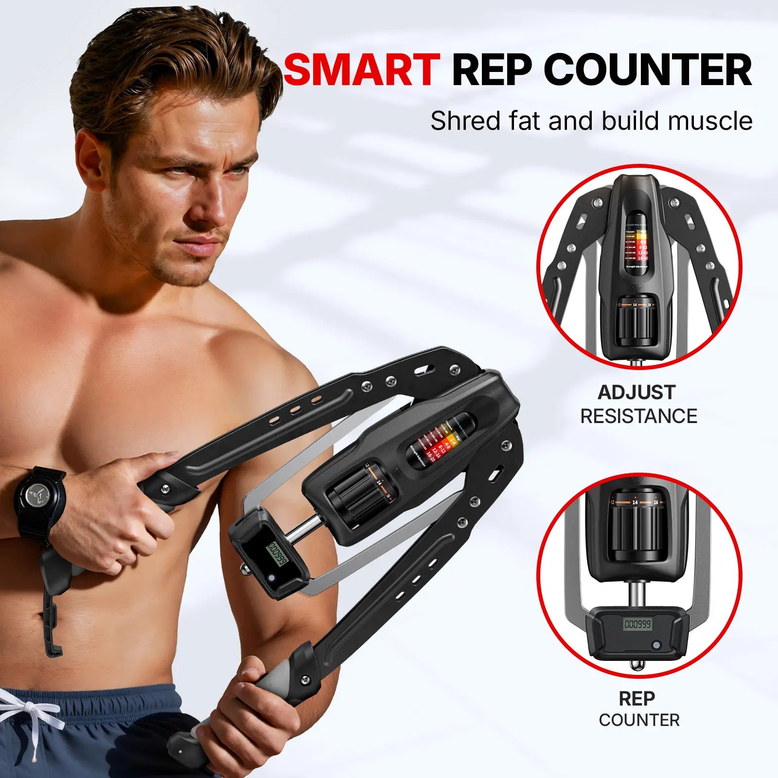 Merach Hydraulic Arm Trainer with Counter, 22‑440Lbs Adjustable Resistance, Stable Triangular Structure for Safe Home Workout, Foldable Upper Body Strength Equipment for Men Women Summervibes