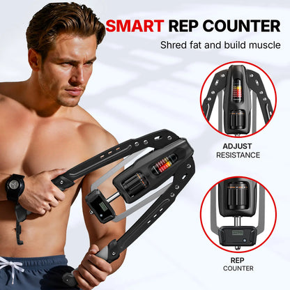 Merach Hydraulic Arm Trainer with Counter, 22‑440Lbs Adjustable Resistance, Stable Triangular Structure for Safe Home Workout, Foldable Upper Body Strength Equipment for Men Women Summervibes
