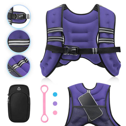 【Summerwins】Zelus Weighted Vests,6/8/12/16/20/25/30Lbs Weight Vest with Detachable Phone Pouch&Reflective Stripes&Adjustable Straps|Exercise Equipment & Workout Enhancer for Motivational Walking,Strength Training,Running,Rucking #Tiktokshopdealsforyoudays