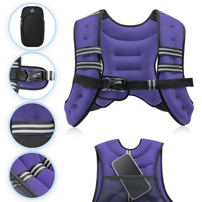【Summerwins】Zelus Weighted Vests,6/8/12/16/20/25/30Lbs Weight Vest with Detachable Phone Pouch&Reflective Stripes&Adjustable Straps|Exercise Equipment & Workout Enhancer for Motivational Walking,Strength Training,Running,Rucking #Tiktokshopdealsforyoudays
