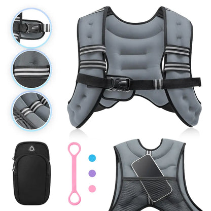 【Summerwins】Zelus Weighted Vests,6/8/12/16/20/25/30Lbs Weight Vest with Detachable Phone Pouch&Reflective Stripes&Adjustable Straps|Exercise Equipment & Workout Enhancer for Motivational Walking,Strength Training,Running,Rucking #Tiktokshopdealsforyoudays