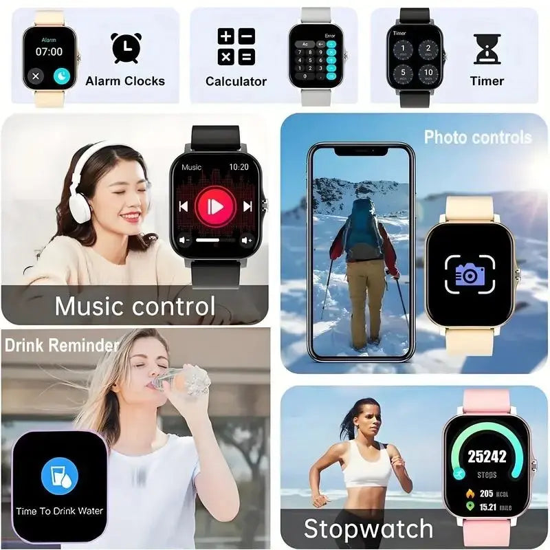Smart Watch for Men & Women, 1.83" Touch Screen Wearable Fitness Tracker, Workout Activity & Step Monitor, Message Notifications, Multiple Sports Modes, IP68 Waterproof, Compatible with Ios & Android Devices