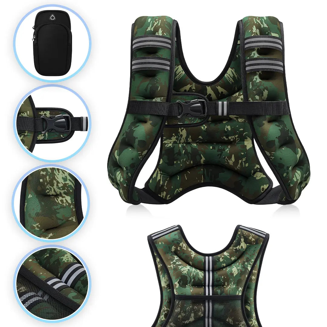 【Summerwins】Zelus Weighted Vests,6/8/12/16/20/25/30Lbs Weight Vest with Detachable Phone Pouch&Reflective Stripes&Adjustable Straps|Exercise Equipment & Workout Enhancer for Motivational Walking,Strength Training,Running,Rucking #Tiktokshopdealsforyoudays
