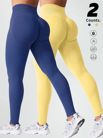 Two-Pack High-Waist Yoga Pants for Women, Soft Breathable Athletic Wear, Athletic Skinny Pants, Ideal for Fitness and Daily Use, Available In