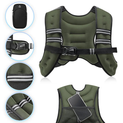 【Summerwins】Zelus Weighted Vests,6/8/12/16/20/25/30Lbs Weight Vest with Detachable Phone Pouch&Reflective Stripes&Adjustable Straps|Exercise Equipment & Workout Enhancer for Motivational Walking,Strength Training,Running,Rucking #Tiktokshopdealsforyoudays