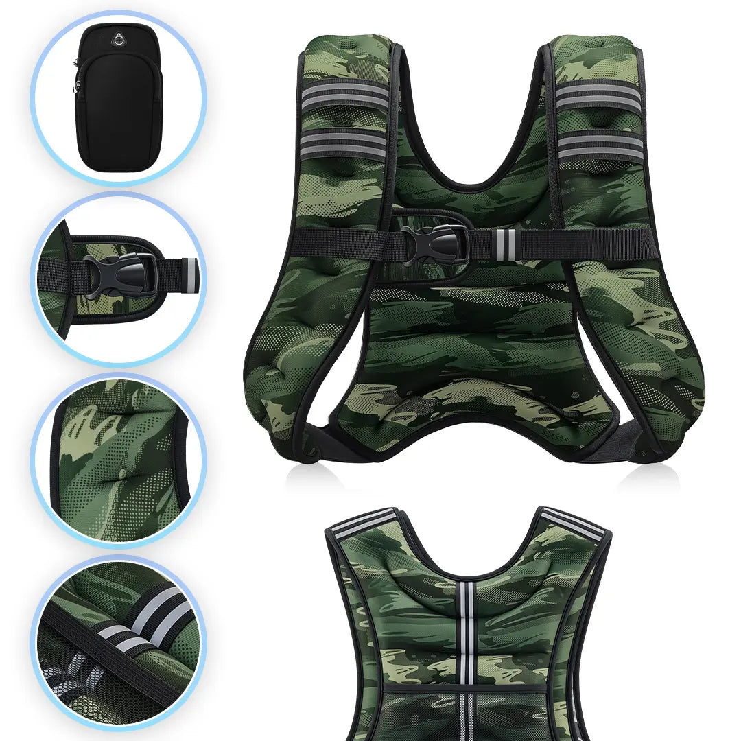 【Summerwins】Zelus Weighted Vests,6/8/12/16/20/25/30Lbs Weight Vest with Detachable Phone Pouch&Reflective Stripes&Adjustable Straps|Exercise Equipment & Workout Enhancer for Motivational Walking,Strength Training,Running,Rucking #Tiktokshopdealsforyoudays