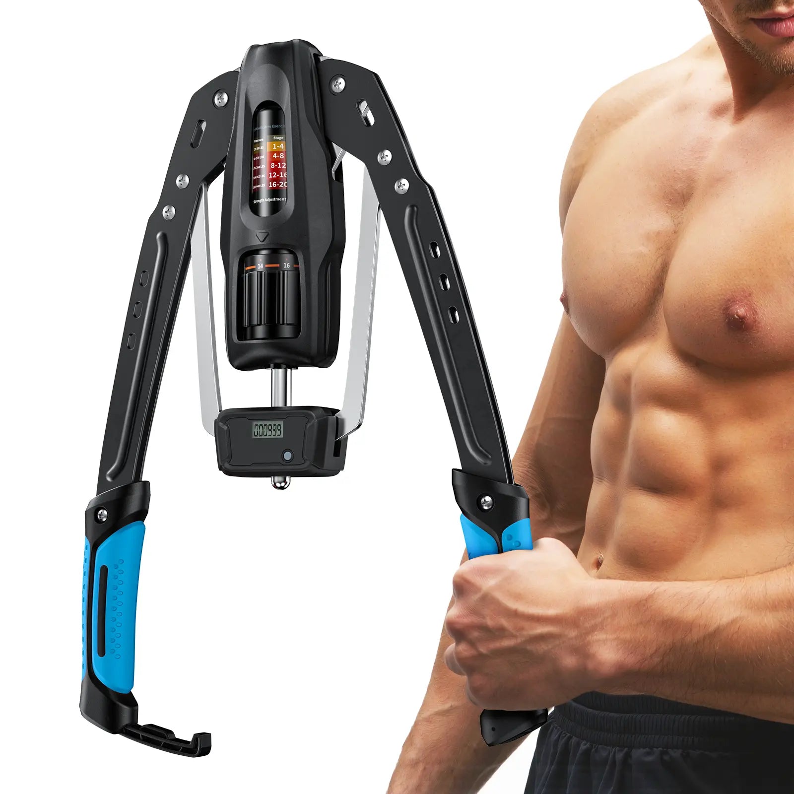 Merach Hydraulic Arm Trainer with Counter, 22‑440Lbs Adjustable Resistance, Stable Triangular Structure for Safe Home Workout, Foldable Upper Body Strength Equipment for Men Women Summervibes