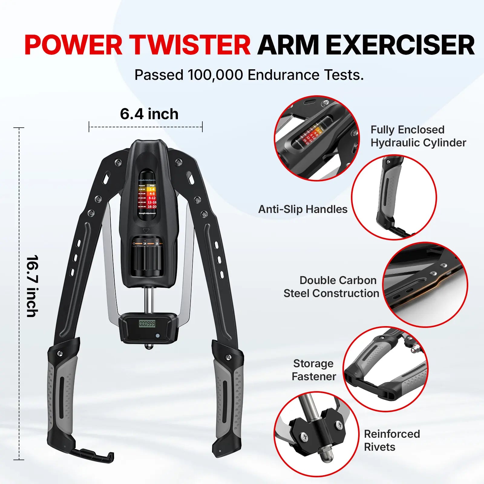 Merach Hydraulic Arm Trainer with Counter, 22‑440Lbs Adjustable Resistance, Stable Triangular Structure for Safe Home Workout, Foldable Upper Body Strength Equipment for Men Women Summervibes