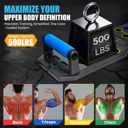 Enhanced Push-Up Board Fitness Kit with 28 Holes, Portable Home Exercise Equipment for Chest, Arms & Core, Includes Resistance Band & Upper Body Toner for Men & Women Summervibes Summerwins
